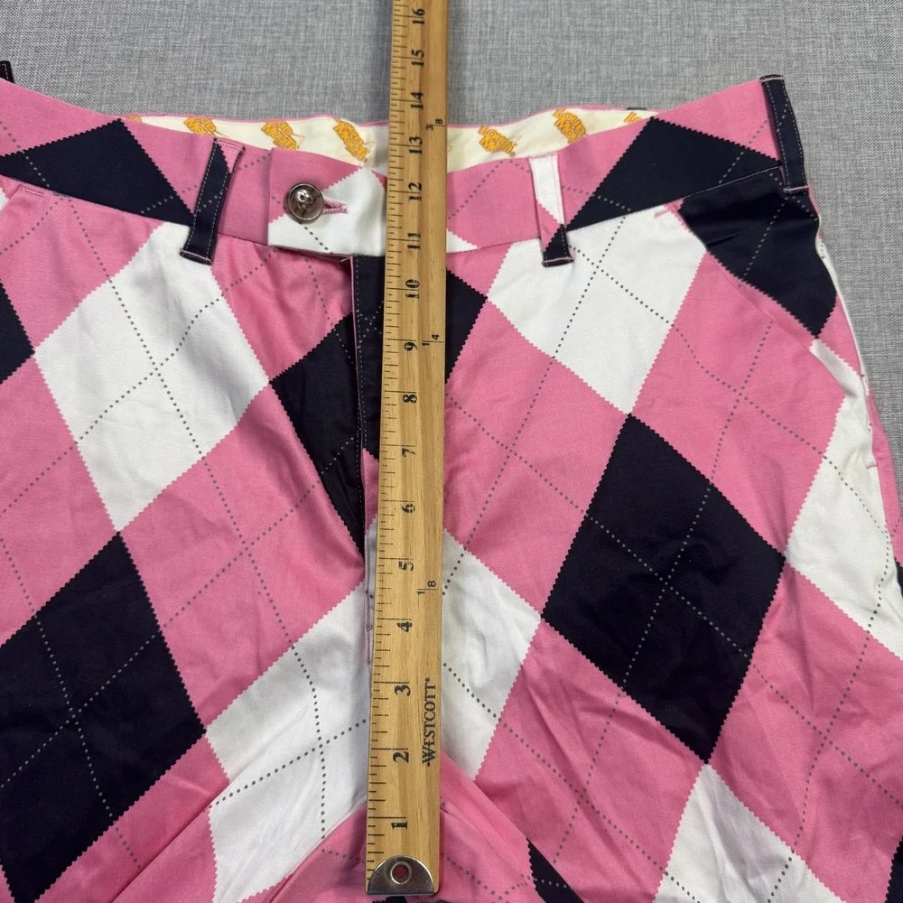 Loudmouth Golf Pants Mens 34x34 Multicolor Argyle Chino Cotton Spandex Stretch